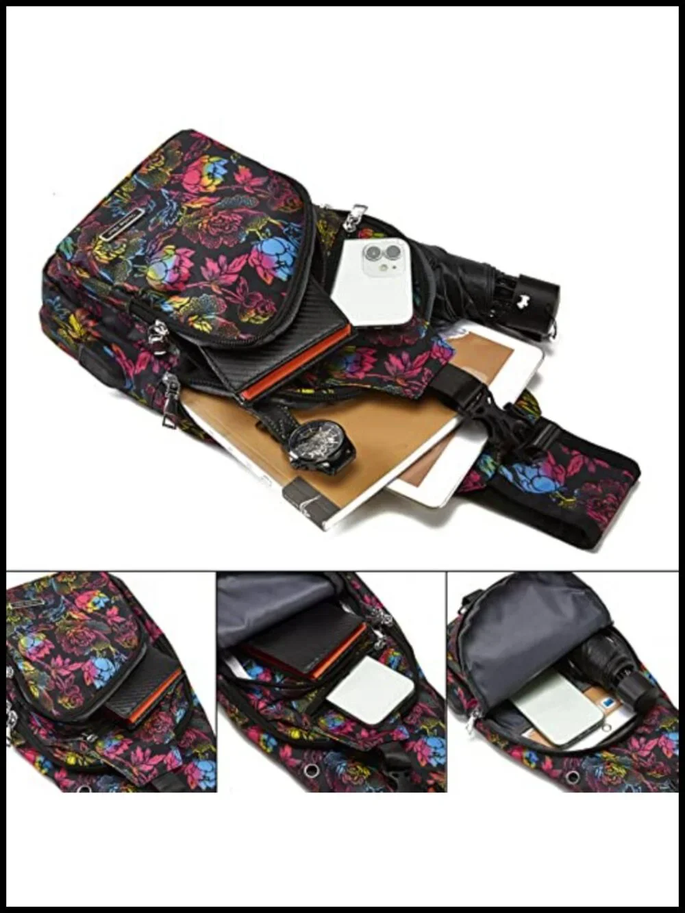Anti-Theft Sling Backpack Crossbody Chest Bag with USB Charging Port Oxford